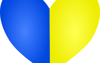 A heart in the Ukrainian colours of blue and yellow.